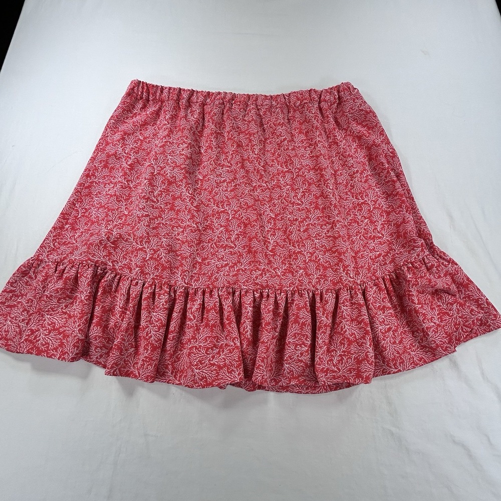 Michael Kors Red Floral Ruffle Wrap Midi Skirt L Womens Preppy - Picture 5 of 8